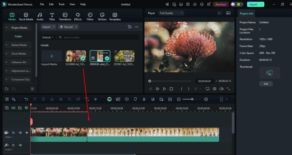 drag-and-drop in timeline