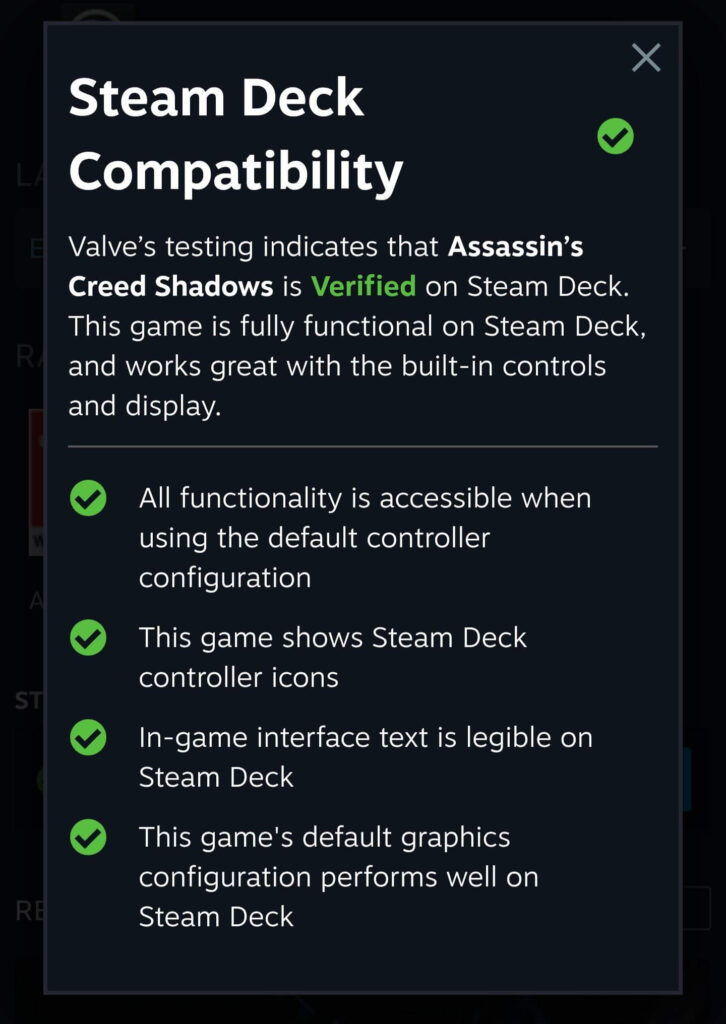 Assassin's Creed Shadows is Now Steam Deck Verified 1