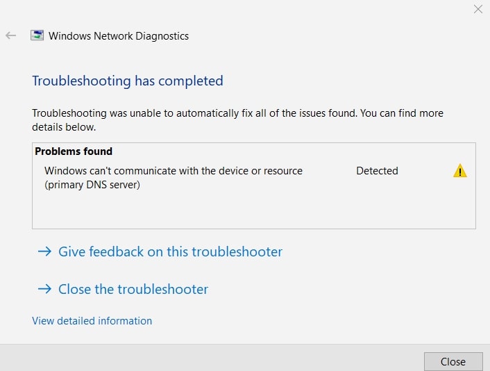 Windows Can't Communicate with the Device or Resource