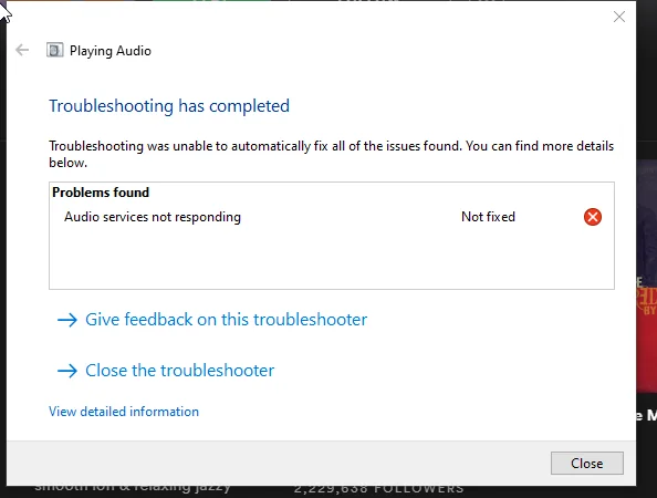 Audio Services Not Responding Error
