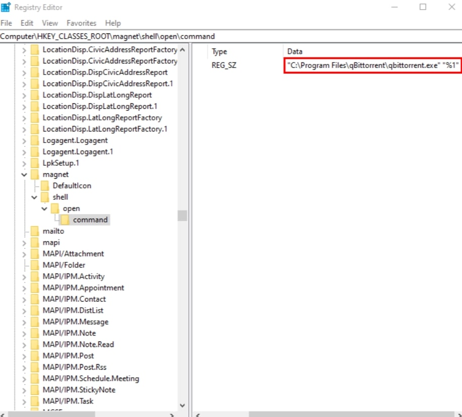 Using the Windows Registry - Magnet Links Not Working