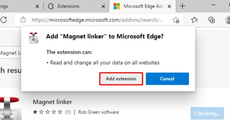 Use the Magnet Linker Extension (Only Edge) - Magnet Links Not Working