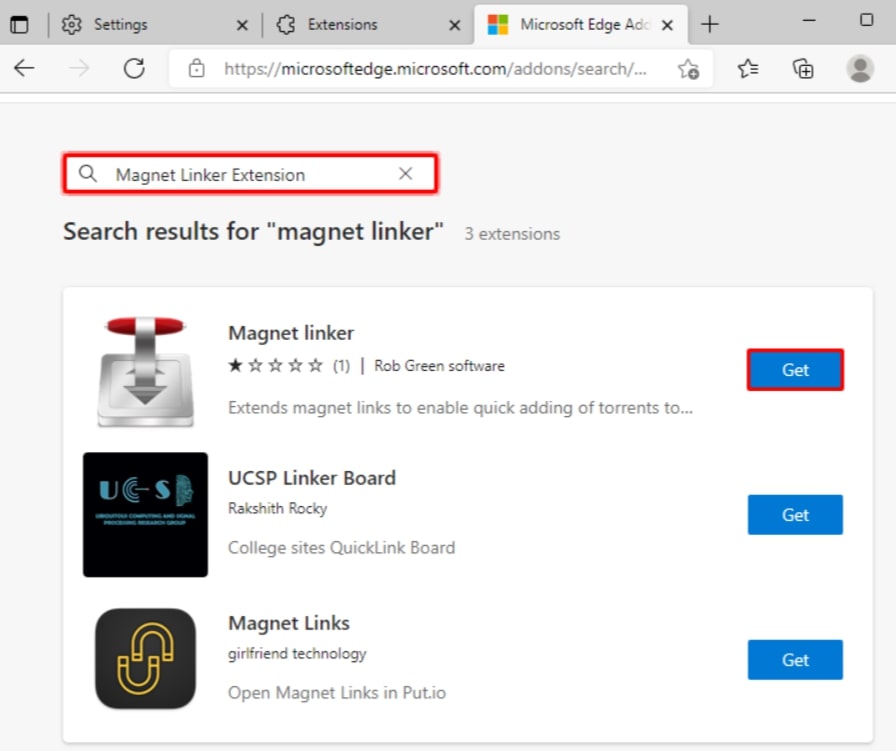 Use the Magnet Linker Extension (Only Edge) - Magnet Links Not Working