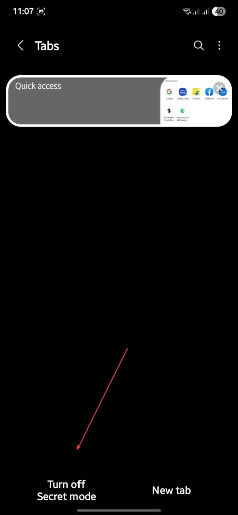 Samsung Internet Secret Mode