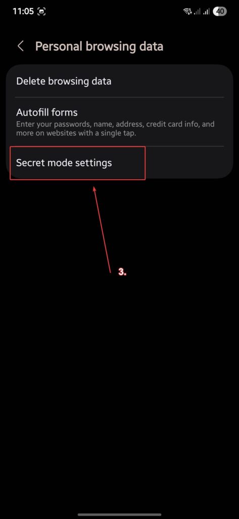 Samsung Internet Secret Mode