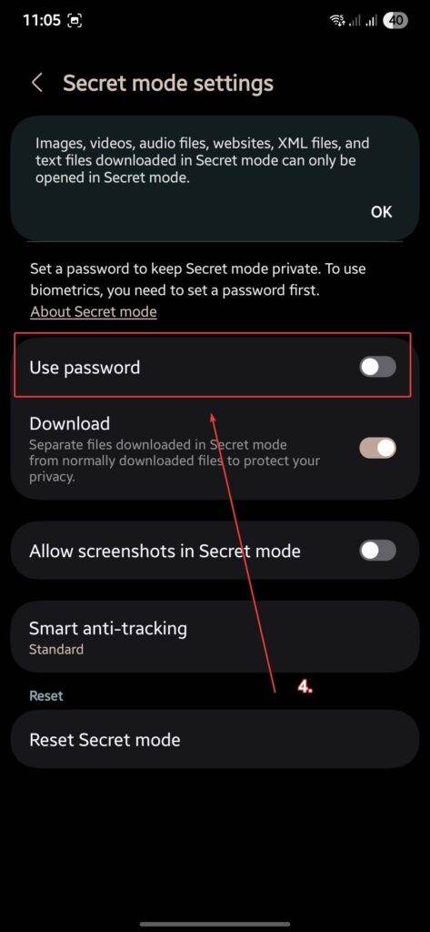 Samsung Internet Secret Mode