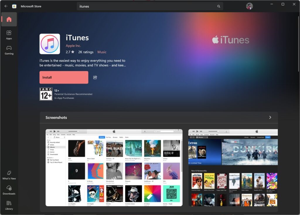 Download iTunes Microsoft Store