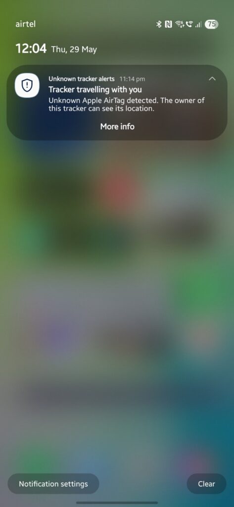 Unknown Tracker Alerts