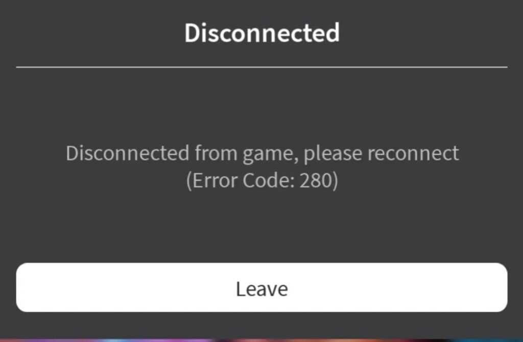Roblox Error Code 280