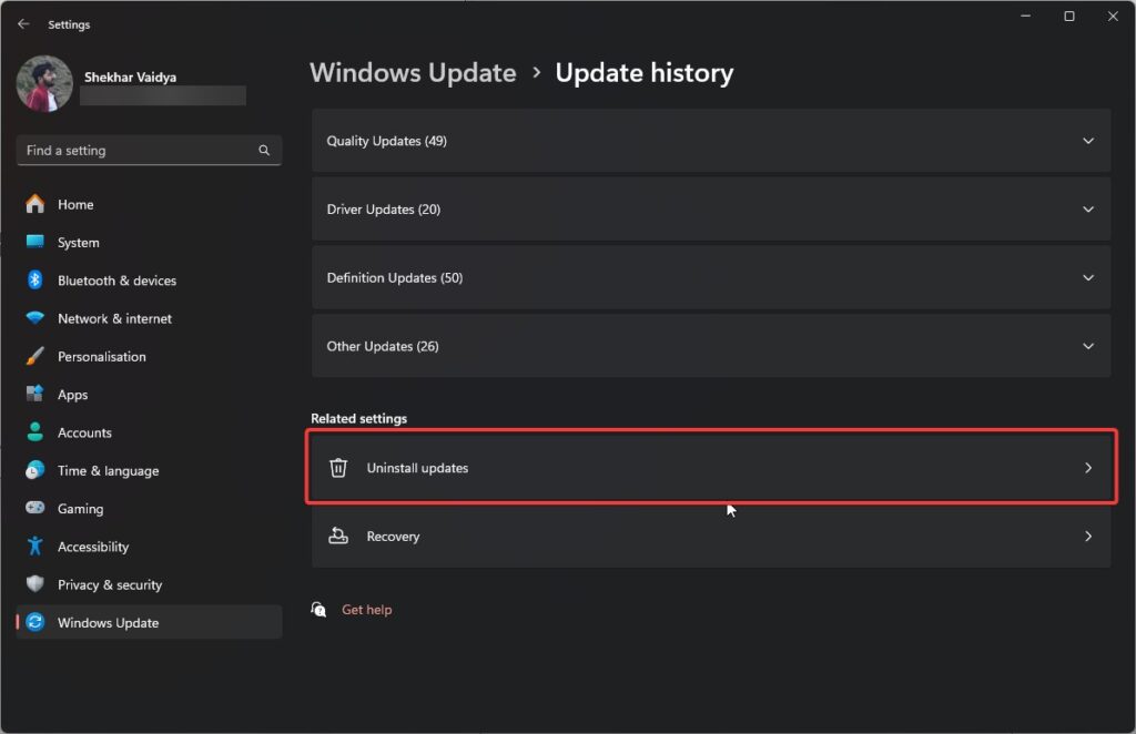 Uninstall Windows Updates - ene.sys Driver Cannot Load
