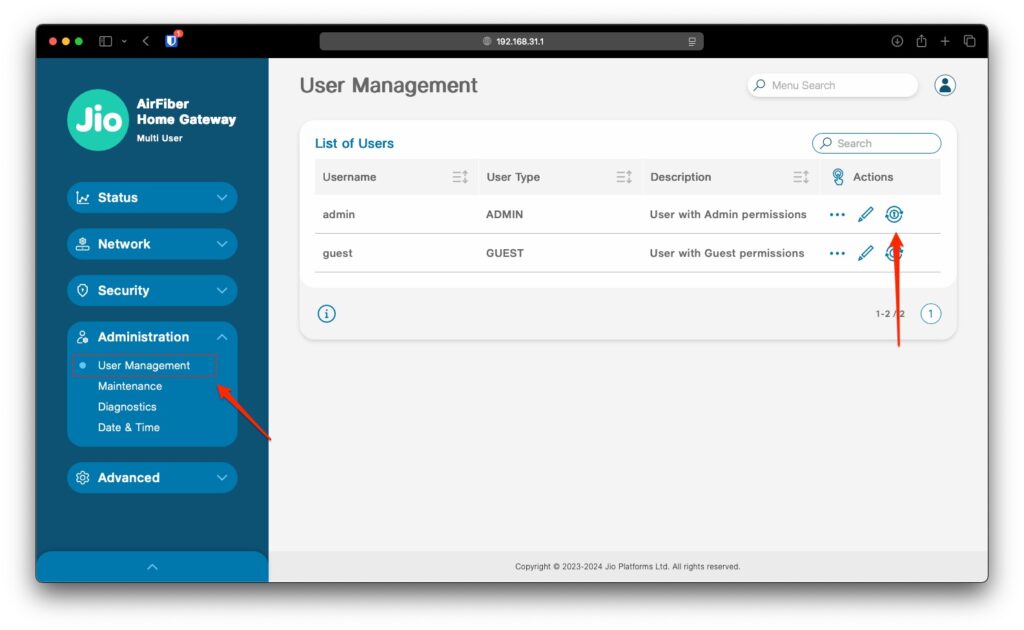 Changing Jio Router Password - Jio Router Login