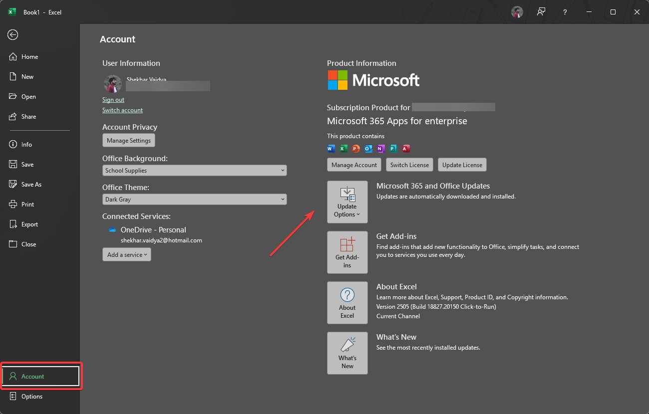 Update Excel