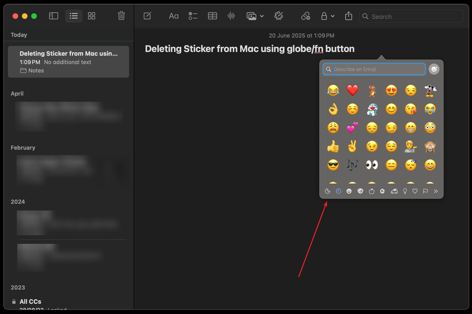 Delete Stickers in Mac