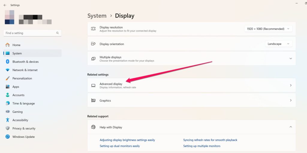 Adjust Display and Refresh Rate - Optimize Windows 11 for Gaming