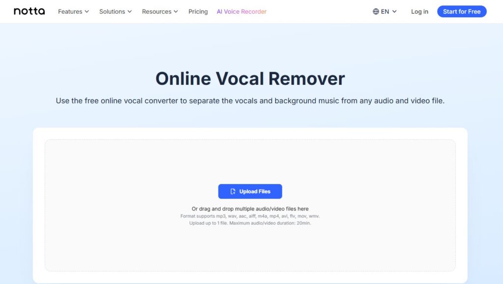 notta vocal remover