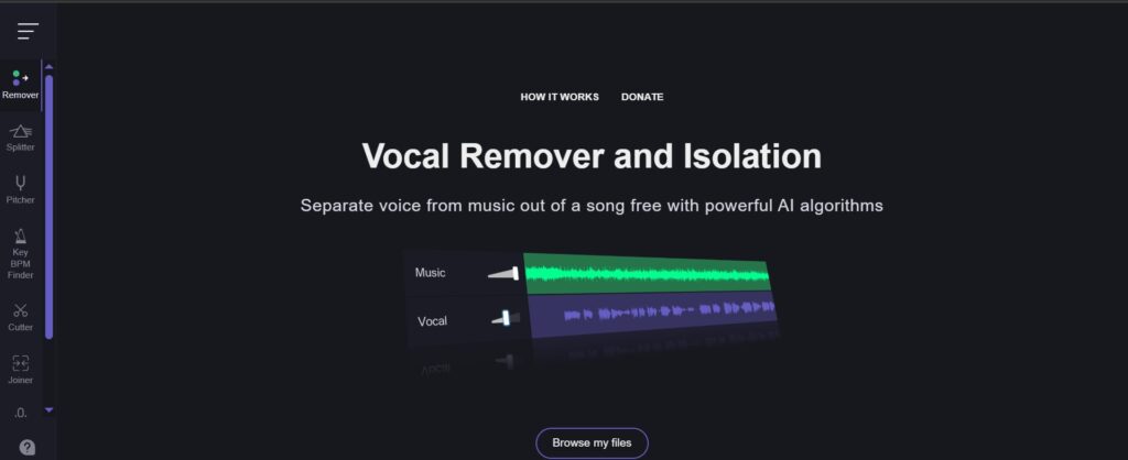 vocal remover interface