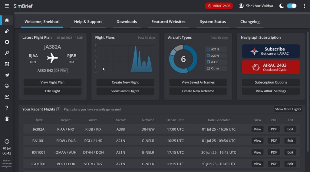 SimBrief Dispatch - Best MSFS 2024 Tool