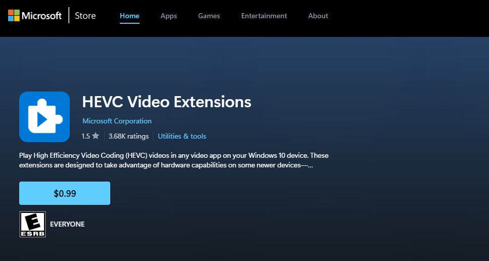 Install HEVC Video Extensions (₹85 or $0.99) - Open HEIC Files in Windows 11