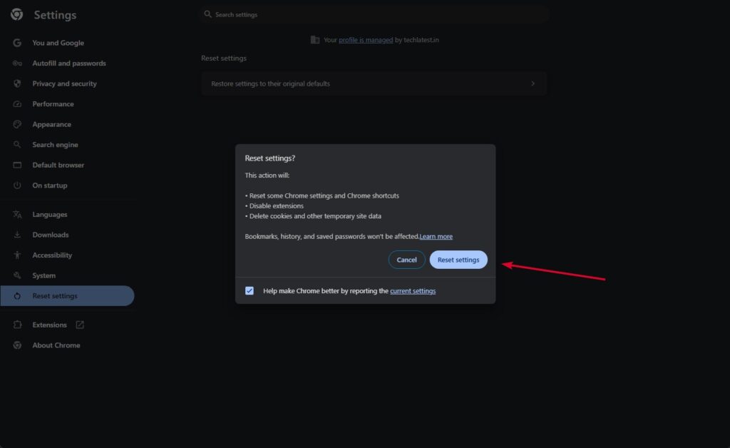 Reset the Browser