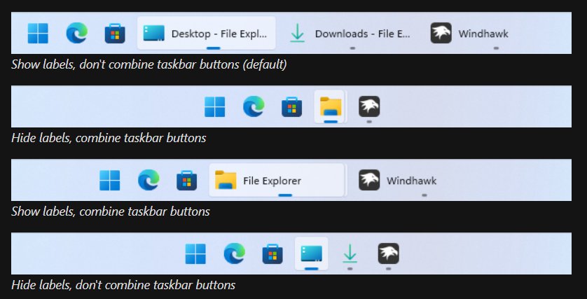Taskbar Labels for Windows 11 - Windhawk for Windows