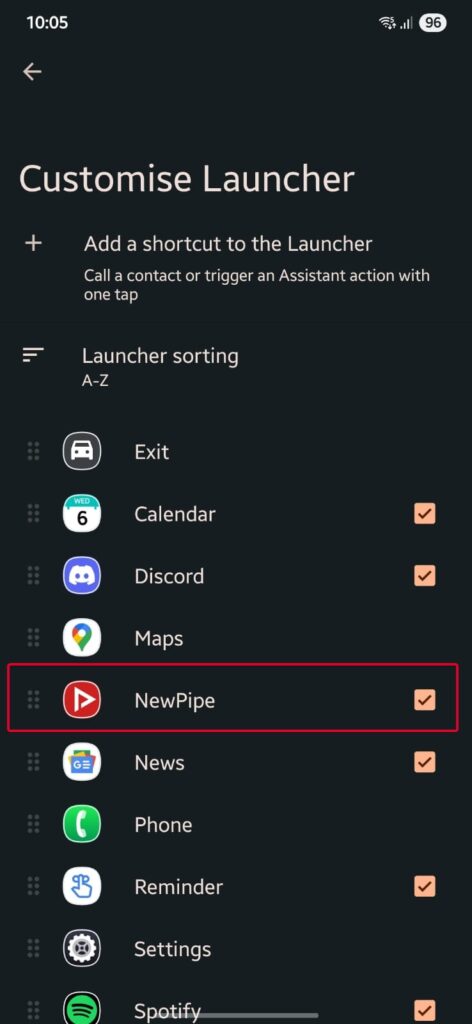 Android Auto Settings - NewPipe