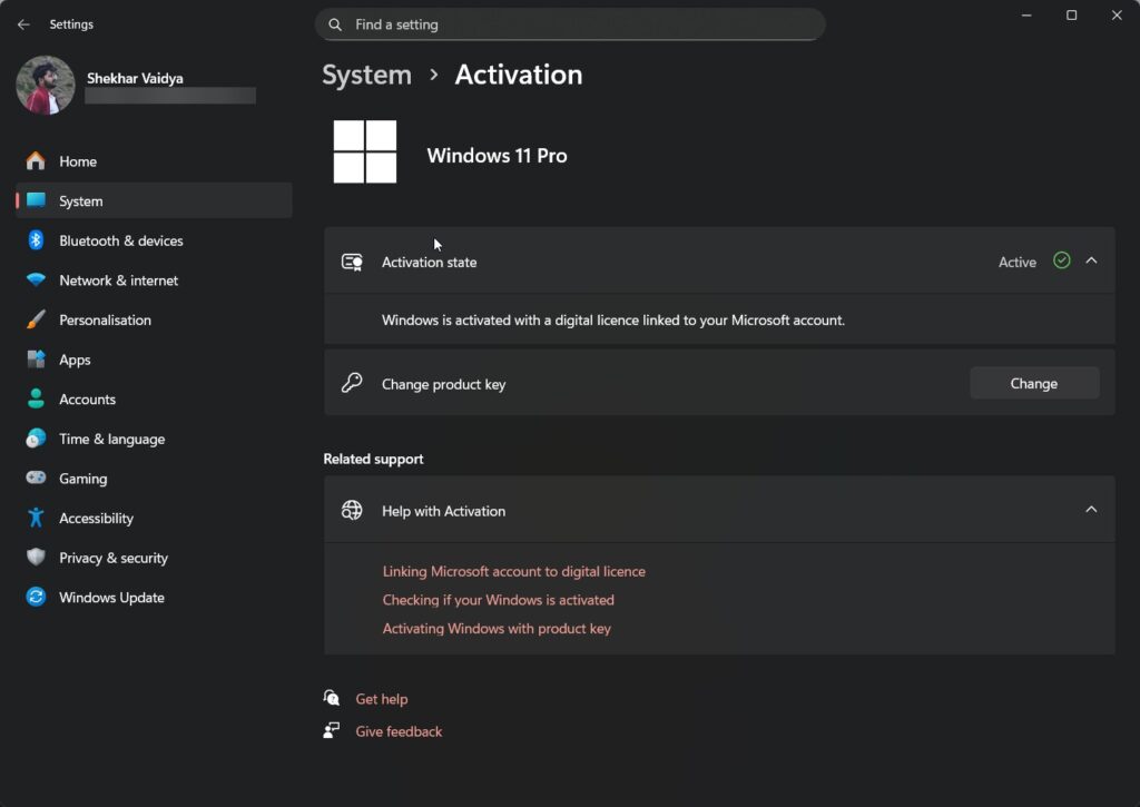 Activation Status Through Windows Settings - 5