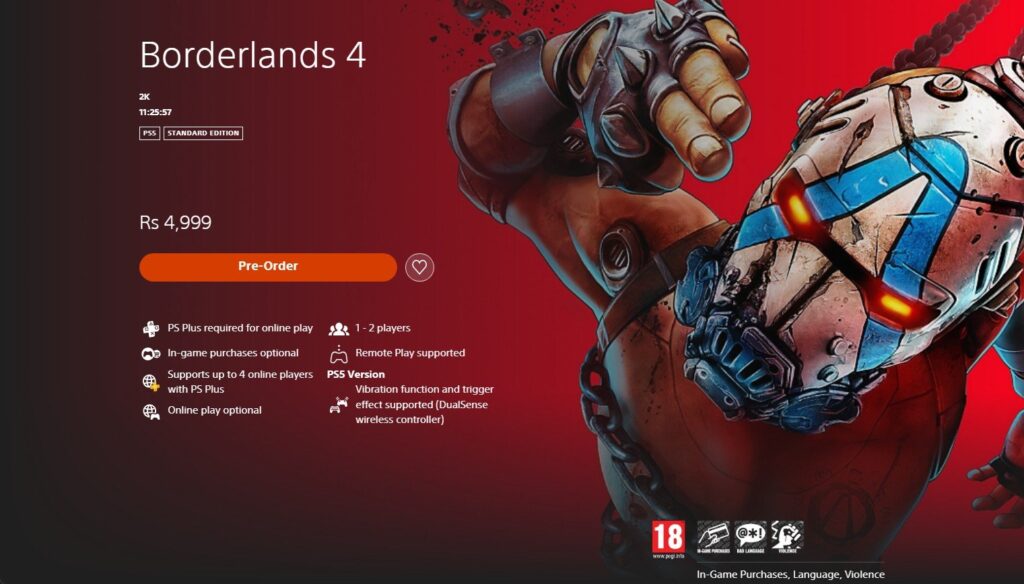 Preload Borderlands 4 on PS5 - 3