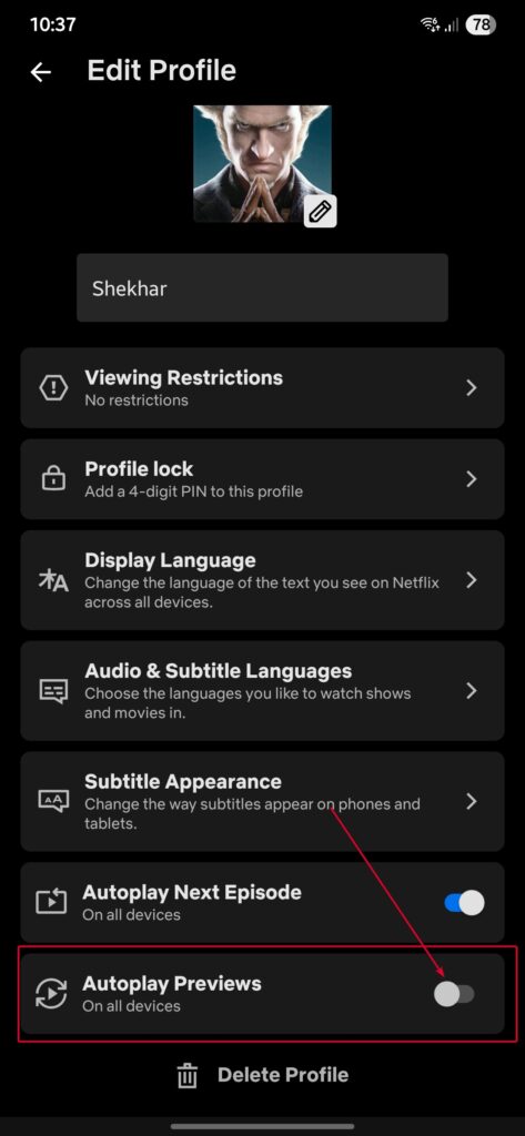 Disable Autoplay on Netflix App