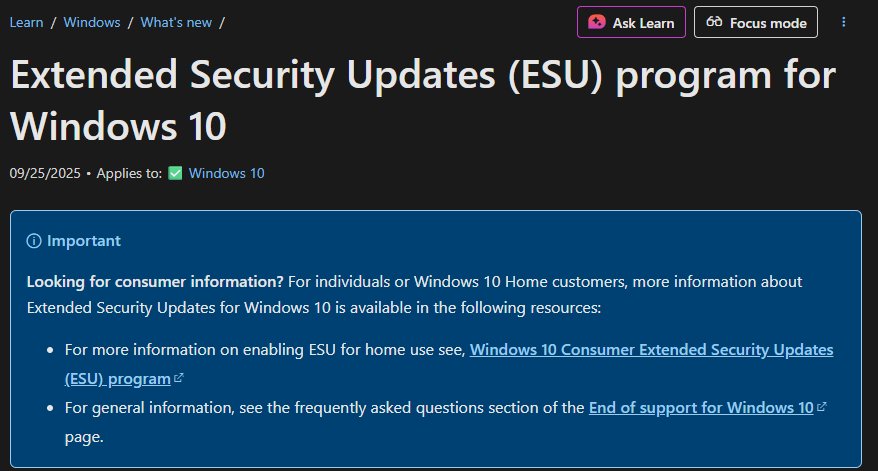 Extended Security Updates (ESU) for Windows 10 - 6