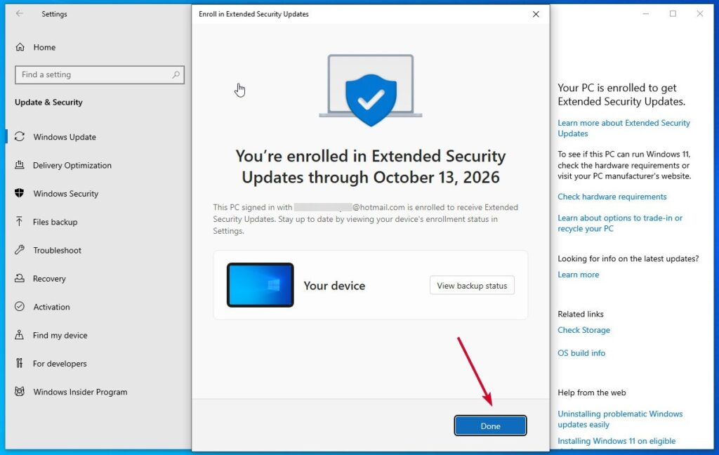 Extended Security Updates Success - 9