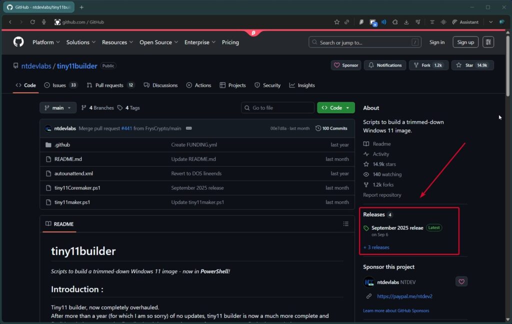 Tiny11 Builder GitHub - 5