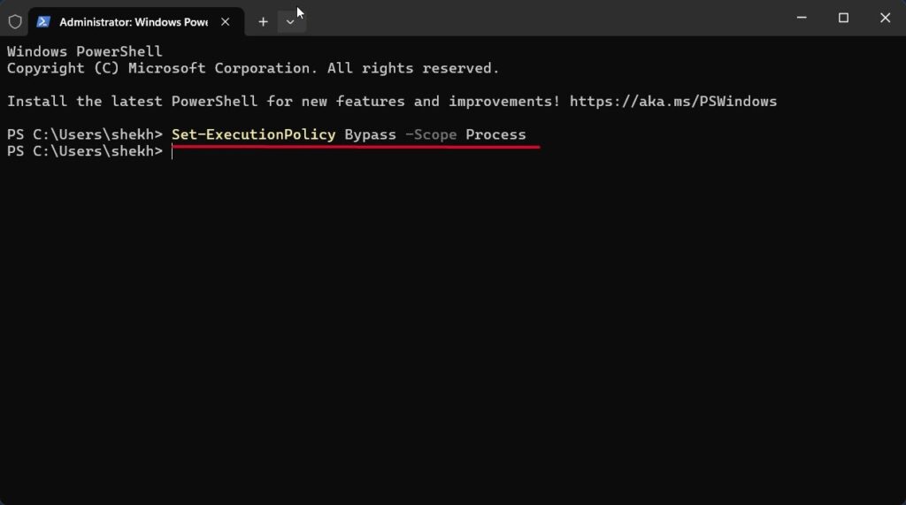 Change the script execution policy - 10