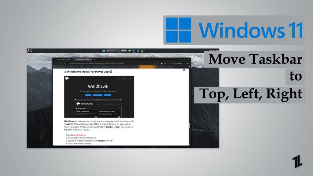 Move Taskbar Windows 11