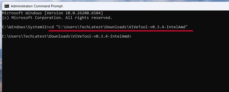 Navigate to ViVeTool Folder - 5