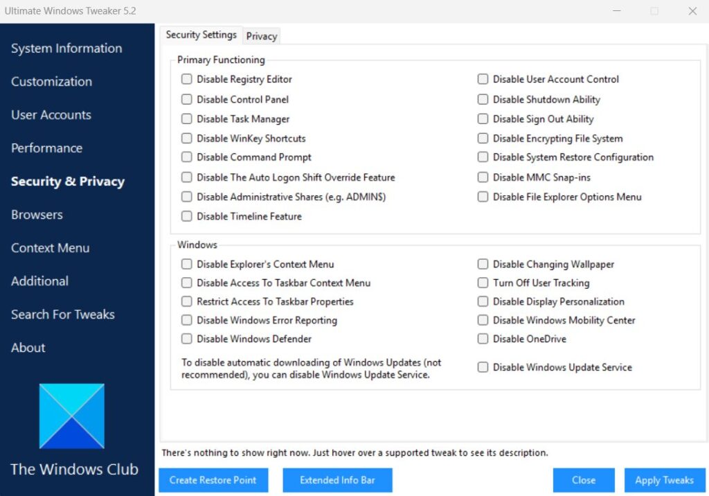  Security & Privacy Tab - 5