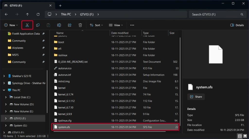 Cut the system.sfs file - 11