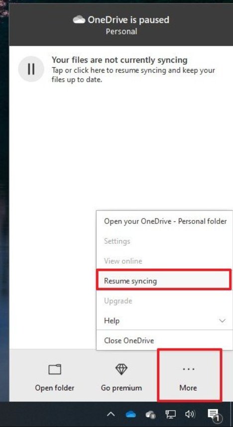 Resume OneDrive Sync Manually - 9