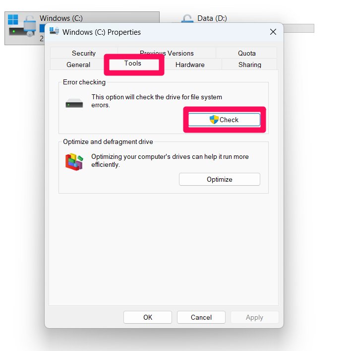 Check Disk for Errors - 12