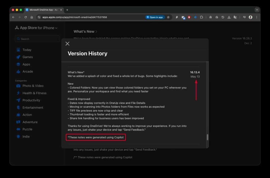 Microsoft Turns iOS Changelogs into Free Copilot Ads on Apple’s App Store - 2
