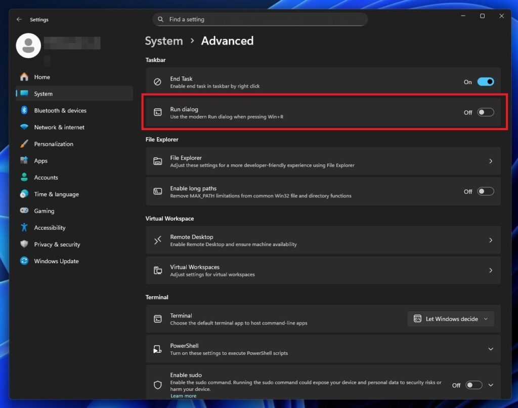 Enable New Windows Run - 8