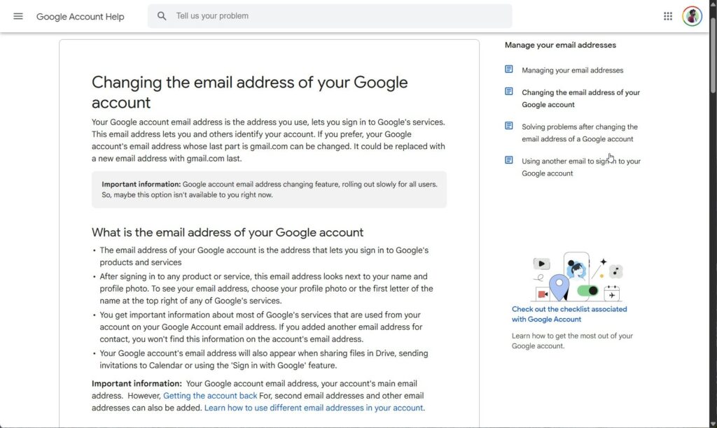 Changing the email address of your Google account - 2