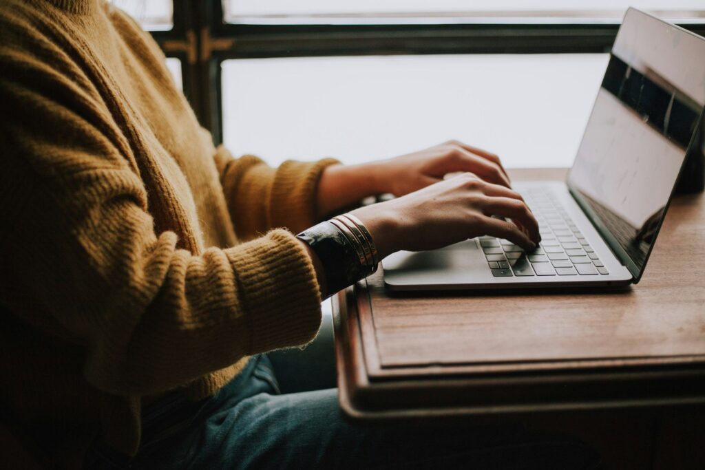 Writing on a laptop