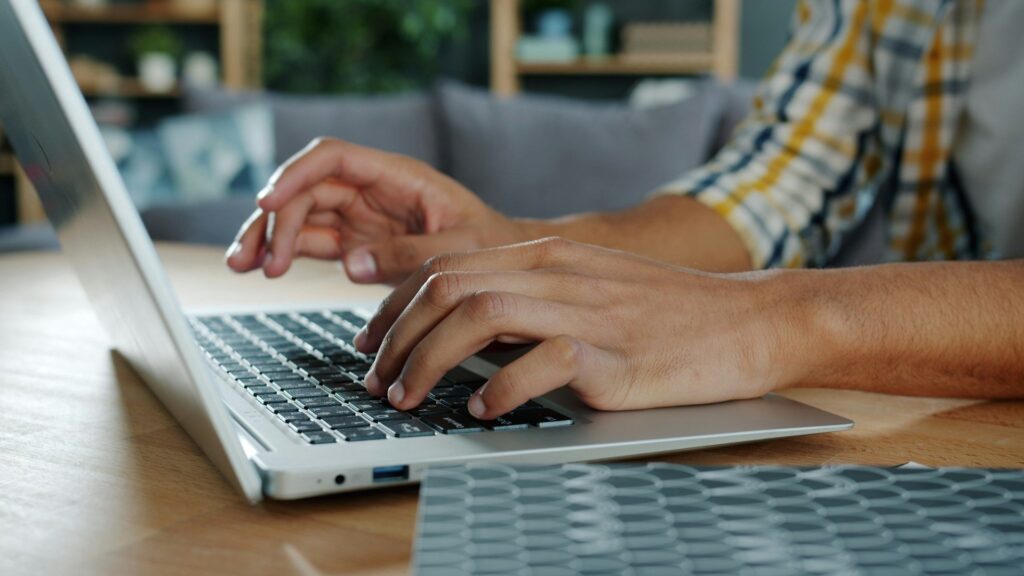 Writing on a laptop