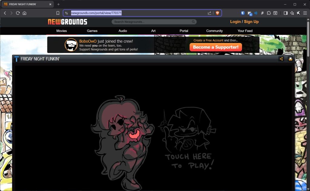 Friday Night Funkin' opened in browser window