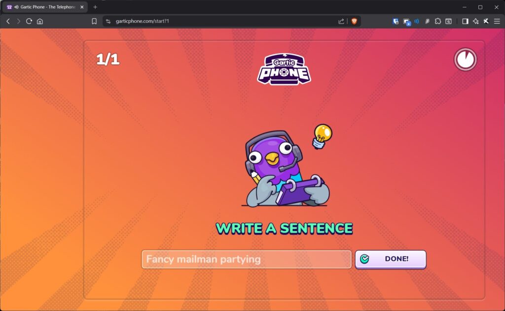 Gartic Phone opened in browser window
