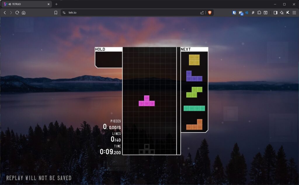 Tetr.io opened in browser window