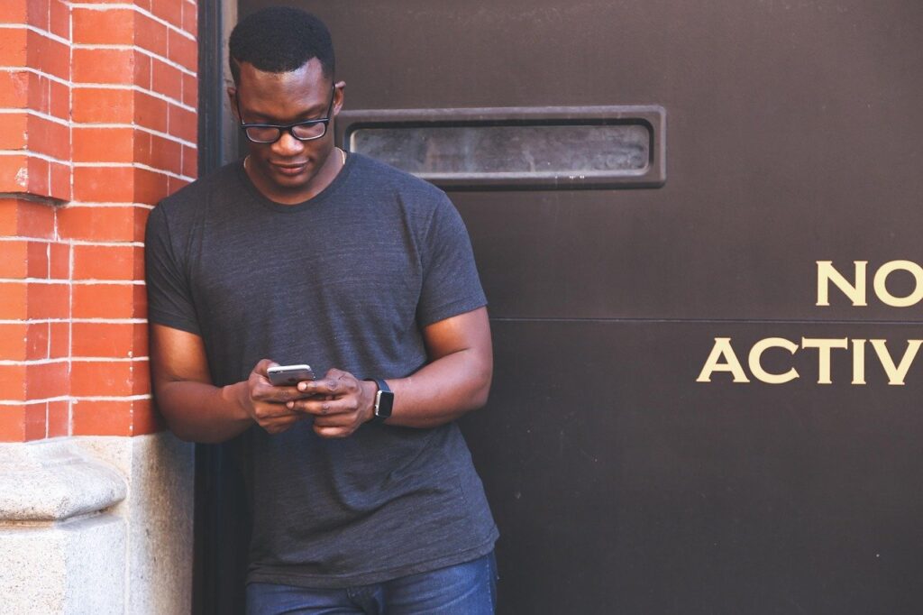 Person using a mobile